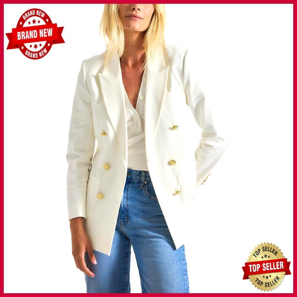 Slim Fit Double-Breasted Blazer with Peak Lapels for Formal Work Wear